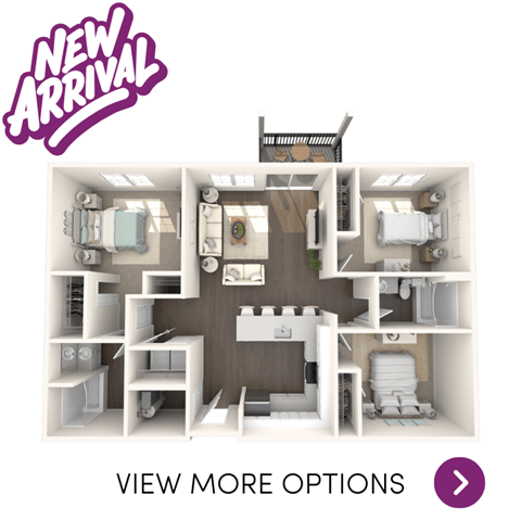 Floor plan for 3 beds, 2 baths, 1220 sqft